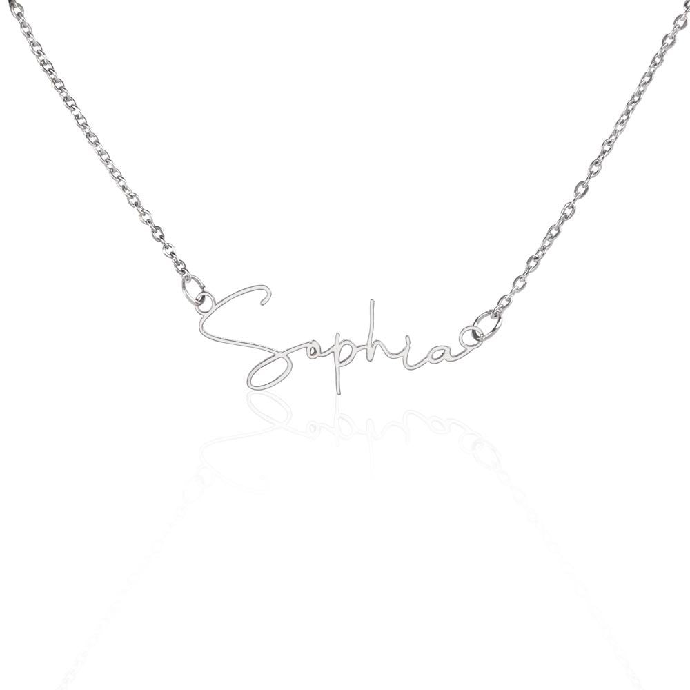 Personalized Signature Style Name Necklace Polished Stainless Steel Standard Box Jewelry