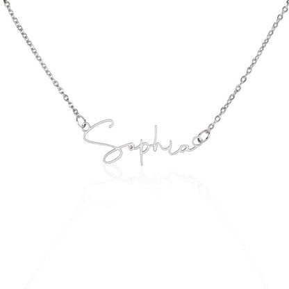 Personalized Signature Style Name Necklace Polished Stainless Steel Standard Box Jewelry