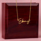 Personalized Signature Style Name Necklace Gold Finish Over Stainless Steel Luxury Box Jewelry