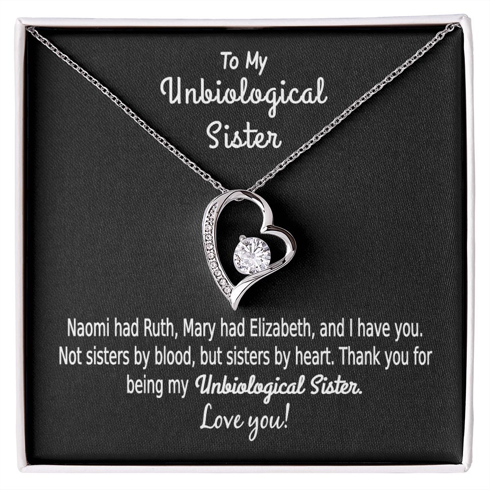 Unbiological Sister - Naomi Had Ruth - Gift for Bestie - Forever Love Necklace 14k White Gold Finish Standard Box Jewelry