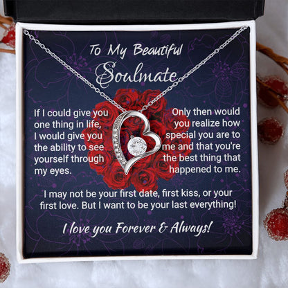 Soulmate- If I Could Give You - Forever Love Necklace 14k White Gold Finish Standard Box Jewelry