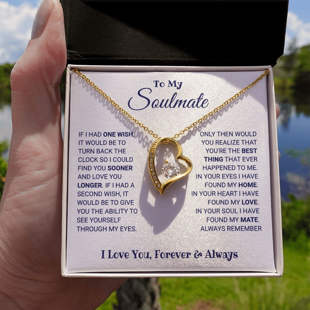 Soulmate - Always Remember - Forever Love Necklace 18k Yellow Gold Finish Standard Box Jewelry