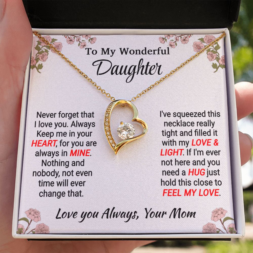 Daughter - My Love & Light - Forever Love Necklace - From Mom 18k Yellow Gold Finish Standard Box Jewelry